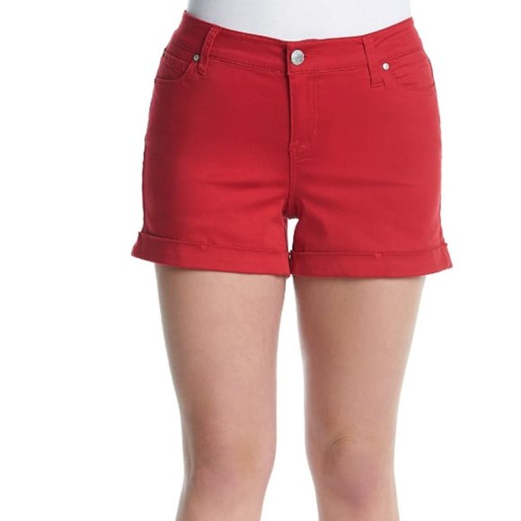 Juniors Womens Celebrity Pink RED Rolled Cuff Shorts Size 1  Cotton blend NWT - Picture 1 of 3